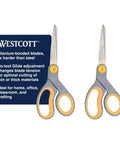 8 Inch Titanium Bonded Scissors With Adjustable Glide And Soft Grip, 2 Pack Multipurpose Shears For Office, Home, And School Use, Sharp Precision Blades For Smooth Everyday Cutting, two scissors front view