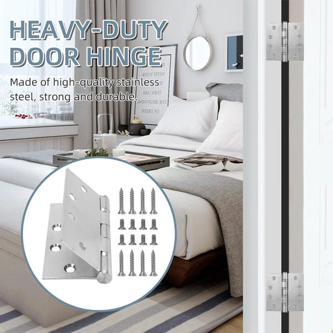 Door hinge, brushed nickel, 4.5 x 4.5 in, heavy-duty ball-bearing, square corners, 6-pack residential/commercial doors