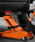 Red Magnetic Jack Pads Set 2 Pack Solid Aluminum Grooved Pucks With Screw Fix 2.85 Inch Wide Opening on car jack