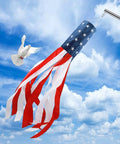 All American 60 Inch Windsock For Outdoor Decor, Heavy Duty 210D Nylon Windsock With Embroidered Stars, Red White And Blue Patriot