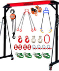 Adjustable Gantry Crane 2-Ton Portable Hoist Frame With Trolley, Sling, Shackles, Hooks and Festoon System for lifting