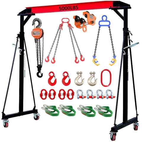 Adjustable Gantry Crane 2-Ton Portable Hoist Frame With Trolley, Sling, Shackles, Hooks and Festoon System for lifting