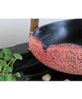 Bathroom Vessel Sink Chinese Style Art Basin Above Counter Basin Hotel Creativity with pink glaze and textured design.