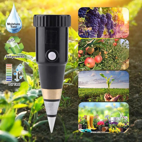 Pro Grade Soil pH And Moisture Meter With Hygrometer For Vineyards Orchards Farms Lawns And Gardens, Fast Readouts, Metal Electrode