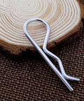 Single hairpin from 20 Pcs Cotter Pins And R Clips Set, Heavy Duty Zinc Plated Hairpin Assortment For Hitch Pin Locks, 55mm.