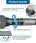 Close-up of Adjustable Black Tension Curtain Rod 24 To 46 Inches No Drilling Easy Install Stainless Steel Spring Rod components