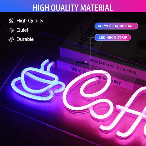 Coffee Neon Sign LED Light For Cafe And Kitchen, USB Powered Neon Sign With Metal Chain, Wall Decor For Restaurant, Shop Window, Bar, And Cozy Coffee Shop Vibes