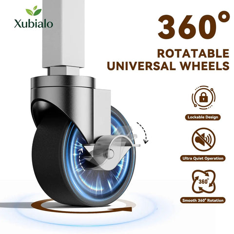 360° Rotatable universal wheels on the Slick 3 Tier Rolling Coffee Bar Cart For Compact Kitchens Featuring Space Savvy Corner Layout Easy Glide Casters And Nifty K Cup Pod Rack Plus Storage Hooks