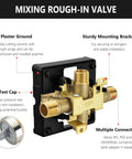 Heavy Duty Solid Brass Shower Valve Kit Built Tough, Straight Shooter Fit For Delta R10000 Unws, showing mixing rough-in valve with test cap.