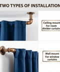Industrial Pipe Curtain Rod Kit 18 To 88 Inch Adjustable 1 Inch Diameter Wrap Around Metal Window Treatment Rods Two Installation Types