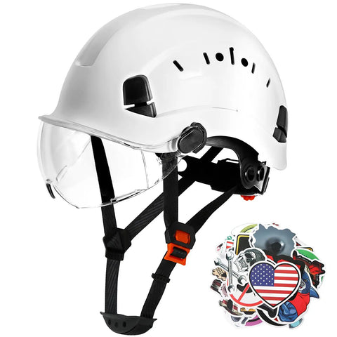 ANSI Z89.1 OSHA Approved Construction Hard Hat With Visor Built For All Day Comfort Ventilated White Safety Helmet With Chin Strap