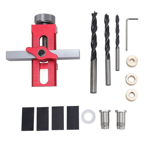 Cabinet Door Installation Jig With Aluminum Alloy Construction Pro Grade Adjustable 0 To 55mm Clamping Range Solid Support Arm Drill Bit Set