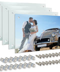 4 Pack Sublimation Glass Photo Blanks 11.8 Inch Long and 7.87 Inch Wide Wall Mount Frames, Tempered 3.3mm Thick Glass, Includes Screws