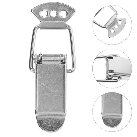 Nickel Plated Iron Spring Duckbill Latch Set Four Pack For Toolboxes And Equipment Cases Cabinet Drawer Locks Quick Secure Locking Hardware For Doors And Storage Projects in close-up