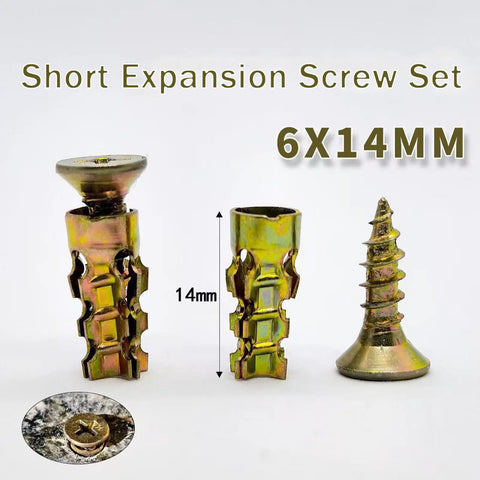 6x14mm Short Expansion Screw Set For Cabinet Hinge Repair And Stripped Thread Restoration, Door Hinge Hole Repair Kit