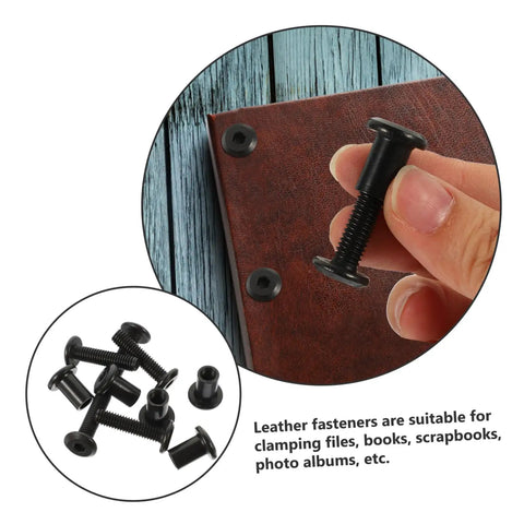 Premium Binding Screws And Countersunk Cap Nuts Designed For Hassle Free Install On Scrapbooks Photo Albums Files Craft Journals. Black screws for secure clamping.