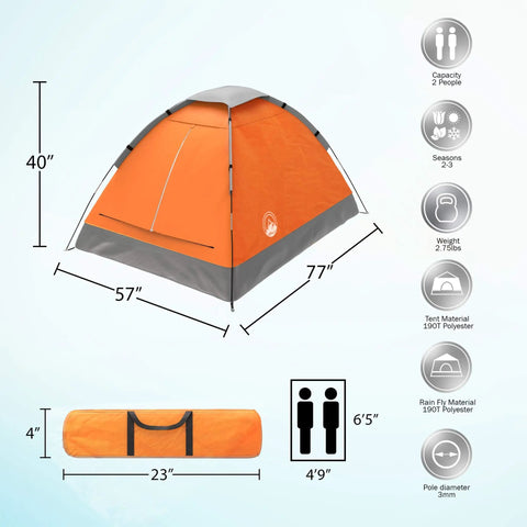 Two Person Camping Tent With Rain Fly And Carry Bag Ultra Lightweight And Compact Outdoor Shelter For Backpacking Hiking Beach Trips