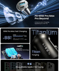 Dual USB C Car Charger 69W Fast Charging Cigarette Lighter Adapter For 12V Cars with titanium body and Apple Samsung compatibility.