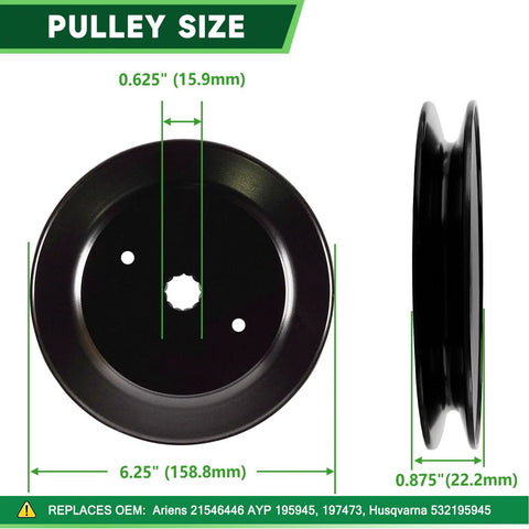 Mower Deck Spindle Kit For Husqvarna YTH22V46 YTH20K46 YTA22V46 YTH18K46 2346XLS Lawn Mower Parts pulley size dimensions