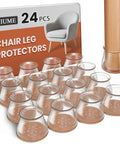 24 Pack Chair Leg Protectors With Silicone Covers And Felt Pads For Hardwood Floors Anti Scratch Noise Reduction Fits Round And Square Chair Legs From One To Two Inches In Diameter