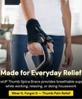 Person holding handle wearing Thumb Spica Splint Brace For Right Or Left Hand With CMC Thumb Support, black, one size fits most