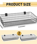 2 Pack Slatwall Baskets Heavy Duty Metal Wire Mounted Hanging Storage Display Baskets 23.6 Inch Width Black