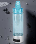 Hydrogen Water Bottle With Sprayer For Direct Inhalation Portable 400ml Hydrogen Rich Cup in blue against a grey background