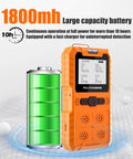 Portable 4 Gas Detector For LEL O2 CO H2S With LCD Display And Rechargeable Battery, shown with large capacity battery indicator