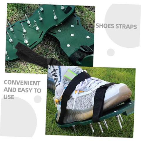 16-Piece Lawn Aerator Shoes Straps For Easy Soil Aeration, spike sandals for lawn care with secure nylon straps on sneakers