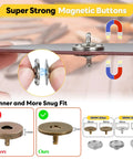 Close-up of magnetic button from 2-In-1 Leather Rivet and Magnetic Snap Fastener Kit With Pliers 180-Piece Set for DIY Repair.