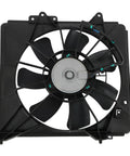 Direct Fit AC Condenser Cooling Fan Assembly Passenger Side Replacement For Honda Fit 2009 Through 2014 top view of black fan