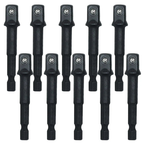 Impact Socket Adapter Set Quarter Inch To Three Eighths Inch Square Drive Built For Impact Driver DIY Automotive Projects 65mm Length 10 Pack