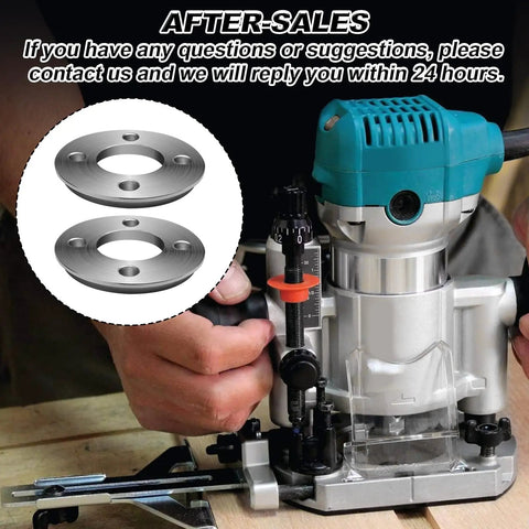 Plug And Play Swap Template Guide Adapter Compatible With Makita Router Base for 3612B 3620, showing two composite plates in use.