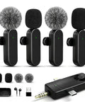 Wireless Lavalier Microphone Kit For iPhone Android Camera And PC Quad Mic Setup For Group Recording Vlogs YouTube TikTok