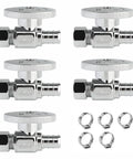 Built Tough Heavy Duty Chrome Plated Brass Straight Stop Valve One Half Inch PEX To Three Eighths Inch Compression Quarter Turn Shut Off Valve For Sink And Toilet Includes Five Stainless Steel Clamps Five Pack