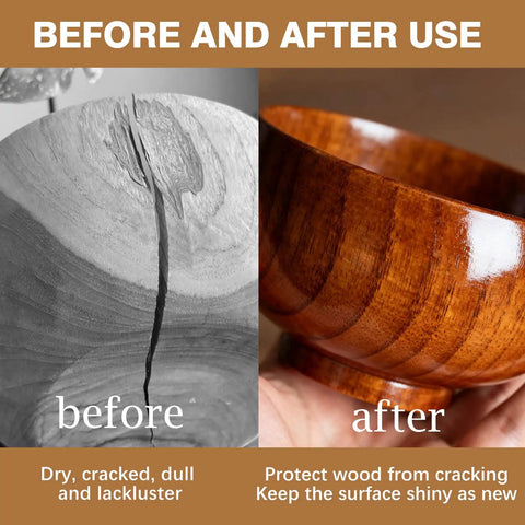 Before and after using Premium Linseed Oil And Beeswax Wood Finish Sets Fast For A Killer Protective Seal on wood bowls.