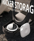 Bike Water Bottle Holder With Hidden Tracker Storage for AirTag and Tile, shown open on textured surface, adjustable cup cage