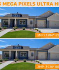 Comparison of house image quality between 3MP and 2MP for 2 Pack Light Bulb Security Camera System Wireless WiFi Outdoor With Audio 3MP Ultra Clear Picture Automatic Humanoid Tracking Full Color Night Vision No Fuss Easy Install Home Security Cameras
