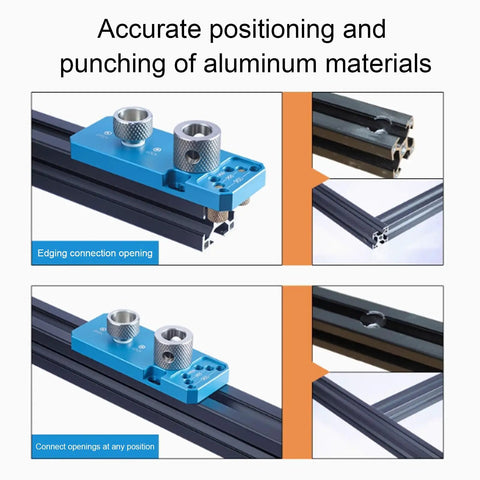 Heavy Duty Aluminum Profile Hole Punch Kit With Precise M6 M8 Step Drill Bits And Positioning Guide For Industrial Frames Machinery Installations And Automation Projects on aluminum profiles