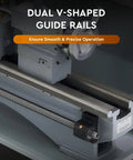 Dual V-shaped guide rails of CREWORKS 9 X 30 Mini Metal Lathe Machine ensure smooth and precise operation for threading and turning.