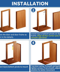 TamBee heavy-duty hidden door pivot hinge kit; wooden door frame with top and bottom pivots, installation guide.