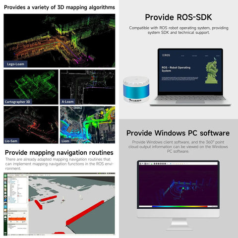 16 Line LiDAR Sensor WLR-720-HN 120m TOF Ranging For AGV AMR Outdoor Navigation Vehicle Mounted 3D LiDAR With 360 Degree Panoramic Scanning For Autopilot Systems And Autonomous Forklifts Ready For Real World Robotic Use software interface with mapping algorithms and ROS-SDK
