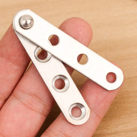 Close-up of stainless steel 360 Degree Door Pivot Hinge Set For Furniture Cabinets, showcasing pivot holes and premium build quality.