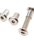 Workhorse M8x30mm Hex Socket Cap Bolts And Barrel Furniture Nuts Nickel Plated Allen Screws With Hex Key, close-up view.