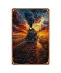 Steam Locomotive Sunset Railway Posters Aluminum Metal Signs 8 By 12 Inch Wall Decor For Living Room Bedroom And Bathroom Dope Vintage Train Art Gift Idea