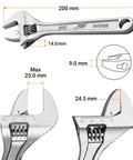 8 Inch Adjustable Wrench With Wide 30mm Opening CRV Steel Construction Metric Scale Built Tough For Home Garage Workshop And DIY