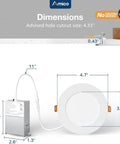 Sixteen Pack 6 Inch Ultra Thin LED Recessed Ceiling Light With Junction Box 6000K Daylight dimensions and installation view
