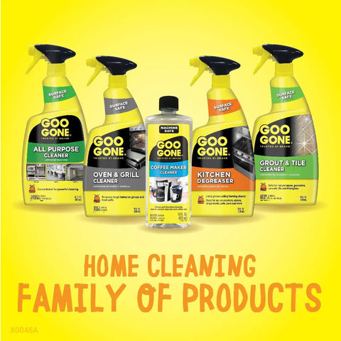 Five Goo Gone cleaning products including Grout And Tile Cleaner Stain Remover For Dirt Buildup Soap Scum And Hard Water Stains