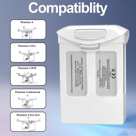 Two Pack 5870mAh 15.2V Smart Flight Battery Kit With Charger For DJI 4 Pro V2.0 Advanced RTK Drones Compatibility Info