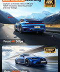 Dual channel recording demonstration with 4K Ultra HD front camera and 1080P rear camera for 4K Front And Rear Dash Cam With Built-In 5G WiFi GPS, 64GB Included, 3.59 Inch IPS Screen, Night Vision, G Sensor, Loop Recording, WDR, 24 Hour Parking Monitor, Dual Dash Cam For Cars.